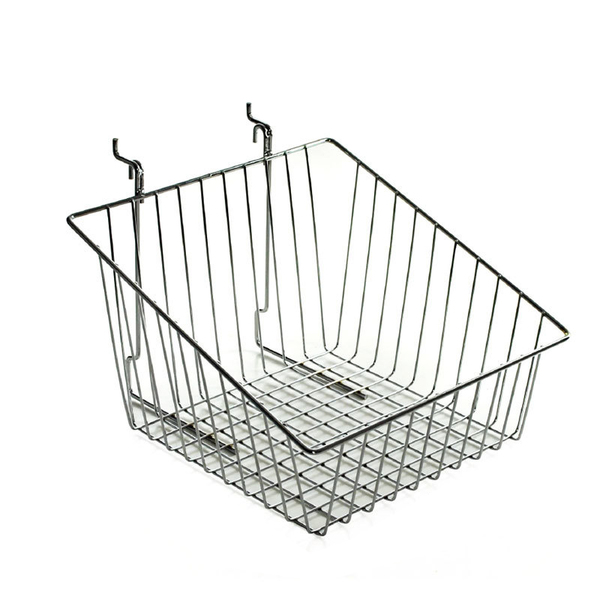 Azar Displays 8"H Sloped Chrome Wire Basket, PK2 300623